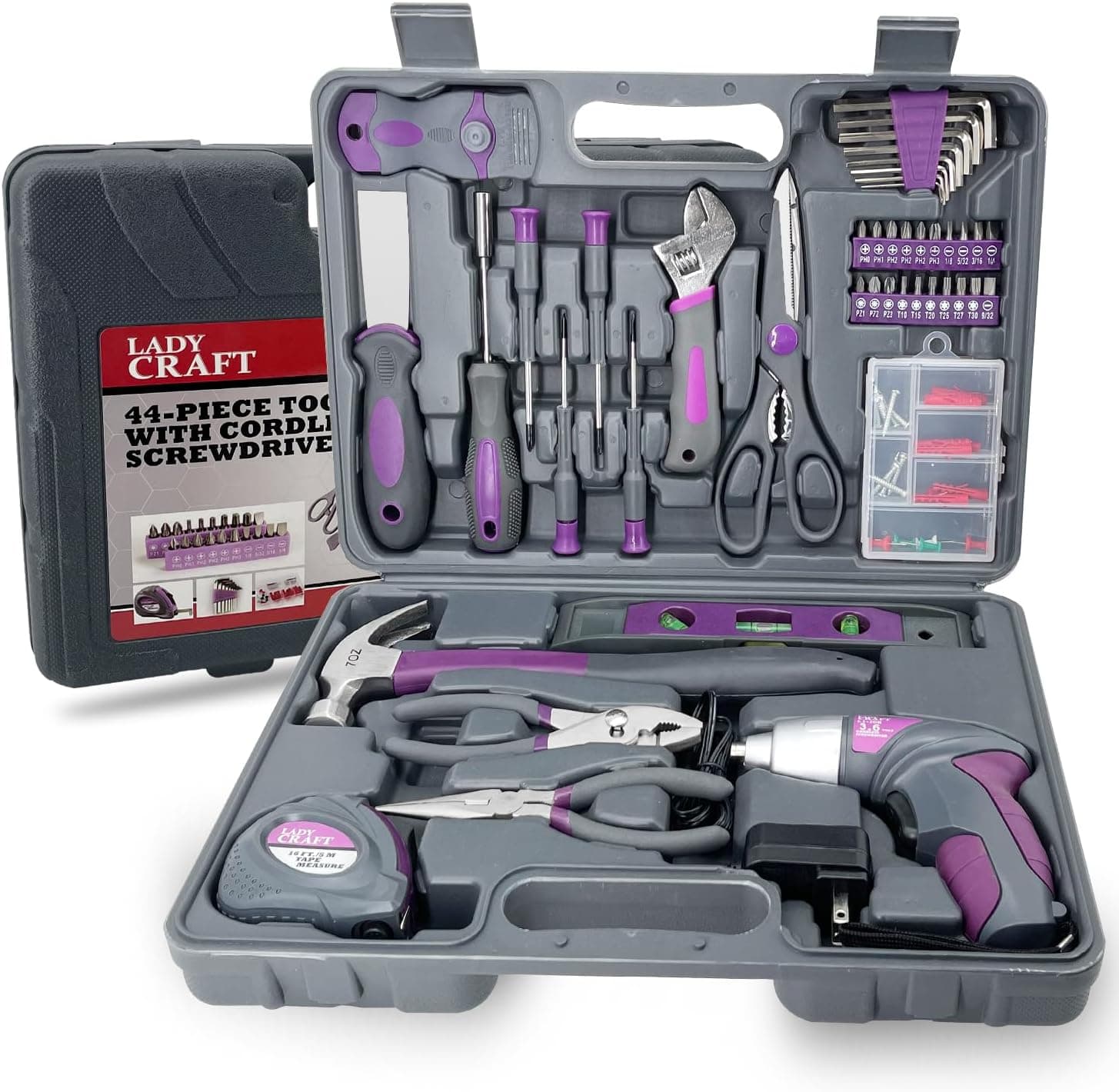 44Pcs Lady Tool kit 4V Purple Poewer Screwdriver Set