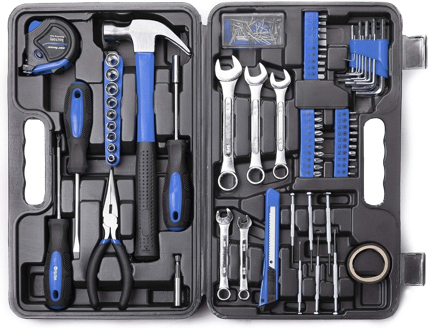 148-Piece Household Tool Set, Blue Tool Kit with Plastic